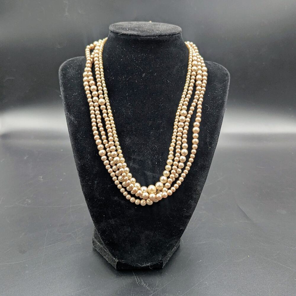 Vintage Faux Pearl Necklace Set 3 Strand 19" + 17" Classic Elegant